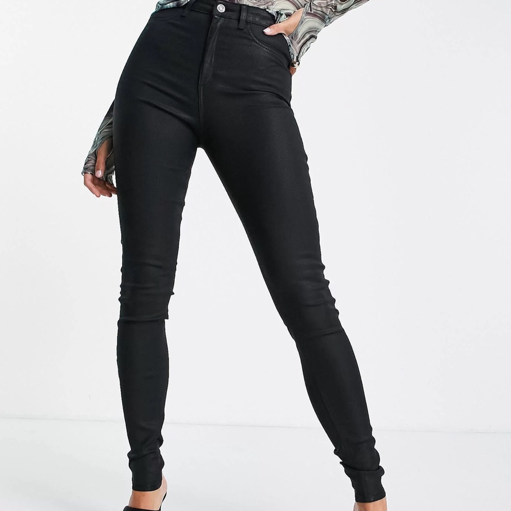 ASOS- faux leather coated black high waisted paints size 32W/36L *Never Worn*